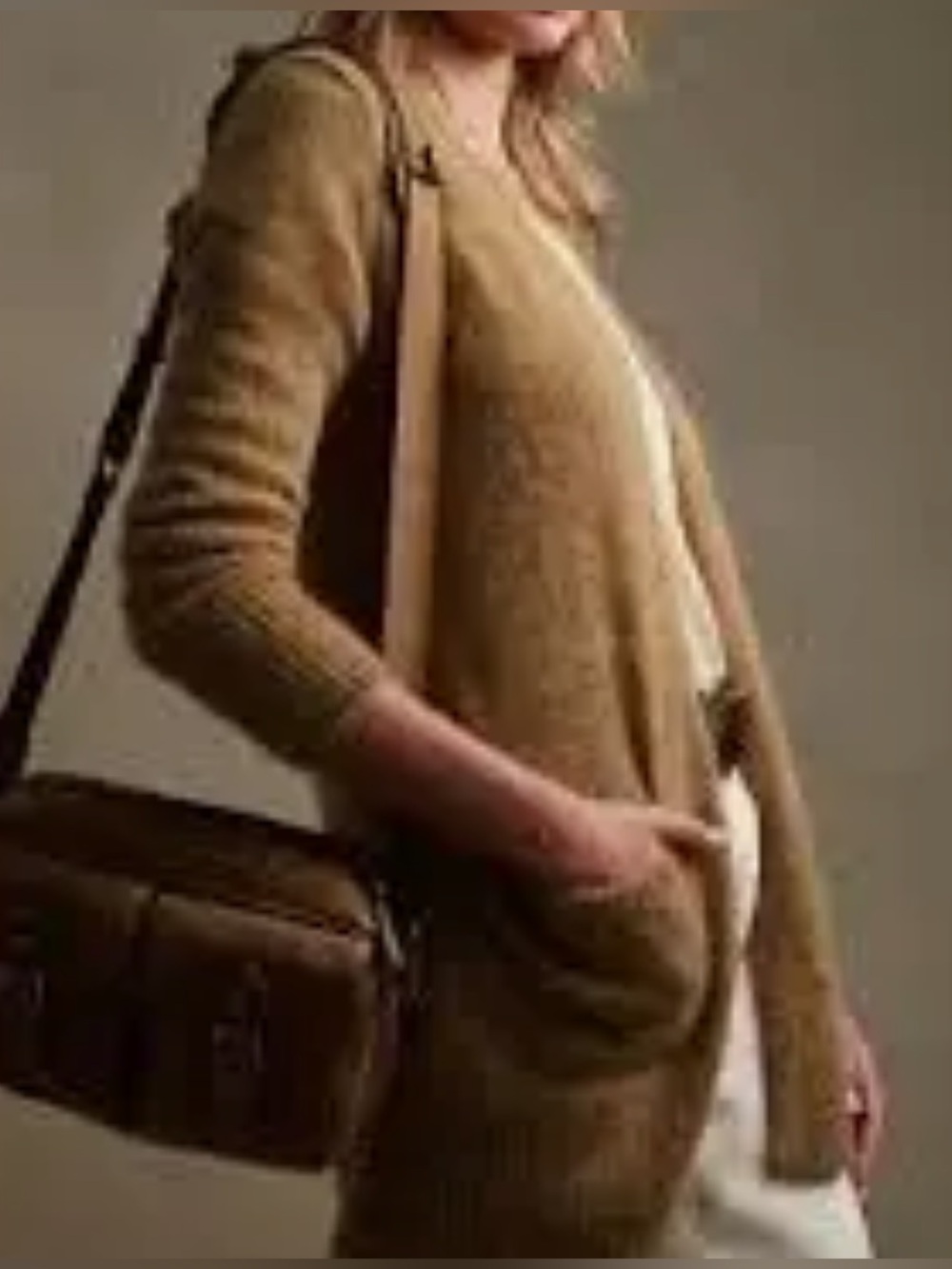 BANANA REPUBLIC Serenita alpaca blend open cardigan sweater camel -S-NWT!